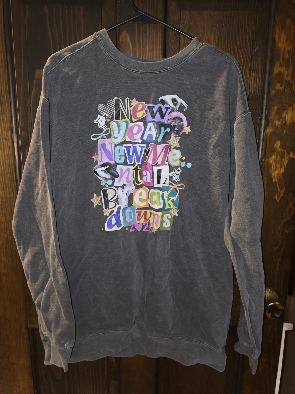 Graphic 'New Year New Me' Grey Crewneck Sweatshirt